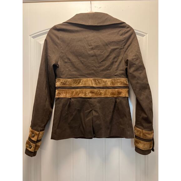 Brooklyn Industries Women’s Floral Lined Striped Button Front‎ Jacket Sz 6 Brown - Picture 4 of 4